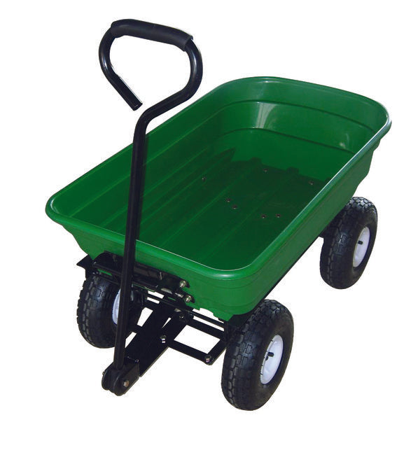 Green PVC Garden Tipper Cart - 65Ltr Tray Capacity
