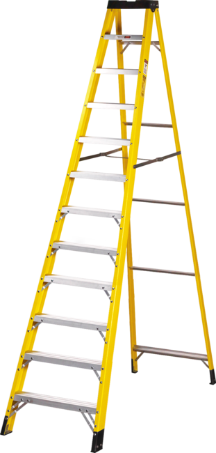 12 Step Single-Sided Fibreglass Step Ladder